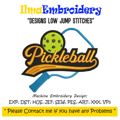 Pickleball Embroidery Design – Sport Machine Embroidery File – Pickleball Paddle embroidery, instant download, 9 sizes