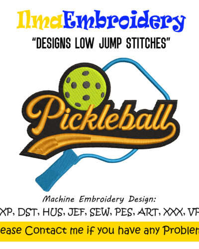 Pickleball Embroidery Design – Sport Machine Embroidery File – Pickleball Paddle embroidery, instant download, 9 sizes